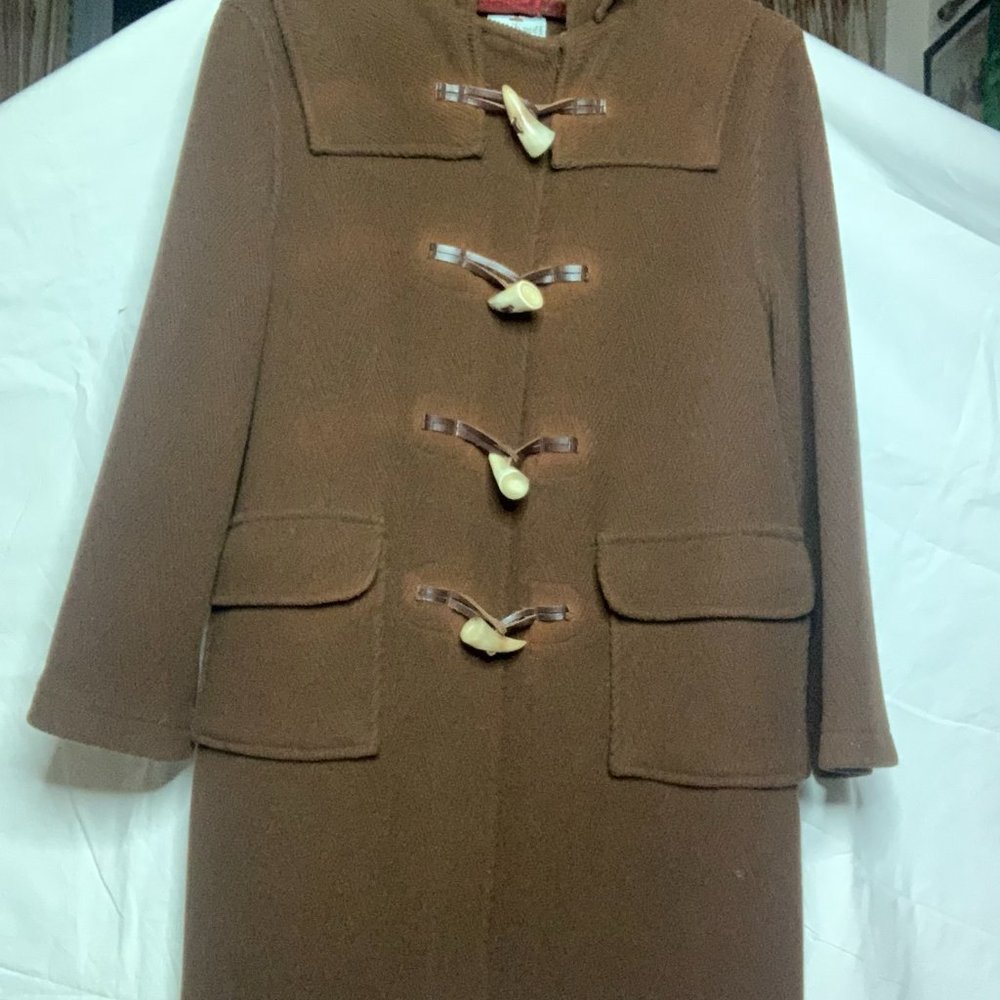 PAPO D'ANJO GIRLS' BROWN WOOL WINTER COAT SIZE 12